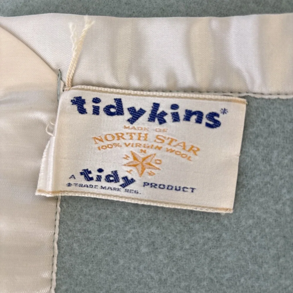 Tidykins Vintage North Star Virgin‎ Wool Baby Infant Crib Blanket Bunnies Green